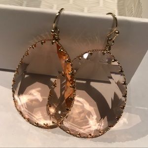 Anthropologie Light Pink Crystal Drop Earrings